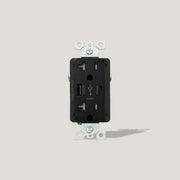 Plank Hardware Power Outlet with USB A/C 20A - Black