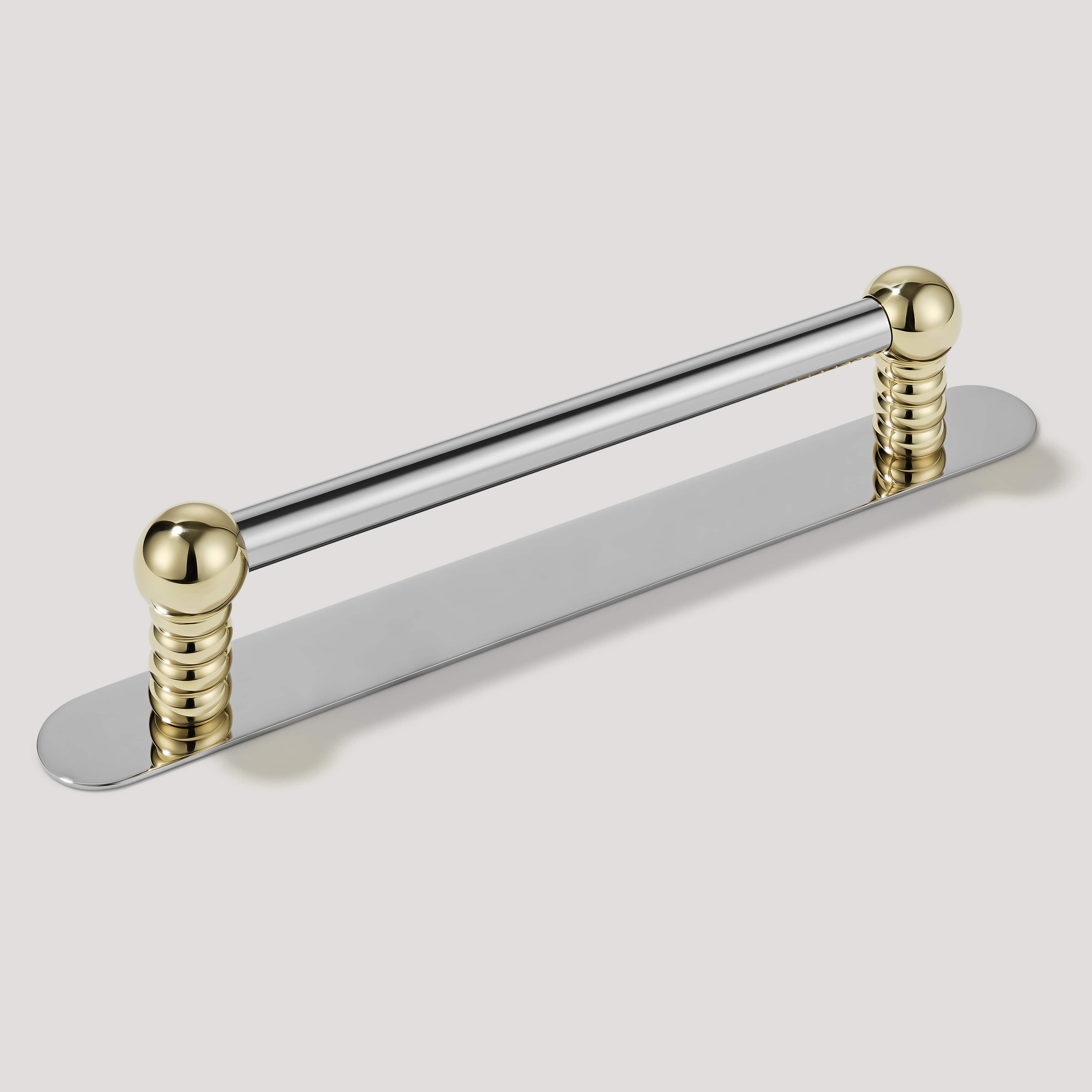 Plank Hardware Pull with Backplate ESBEN D Bar Pull - Polished Nickel & Unlacquered Brass