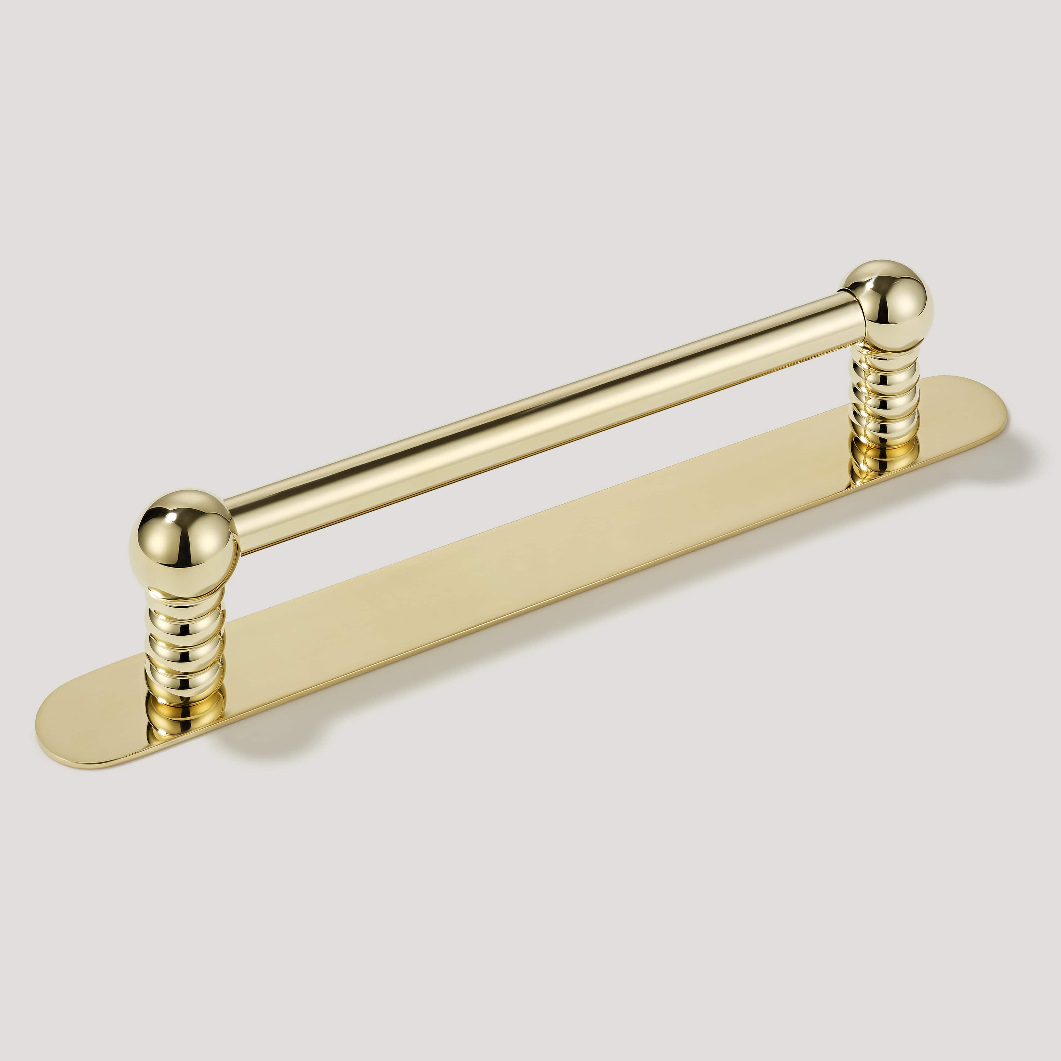 Plank Hardware Pull with Backplate ESBEN D Bar Pull - Unlacquered Brass