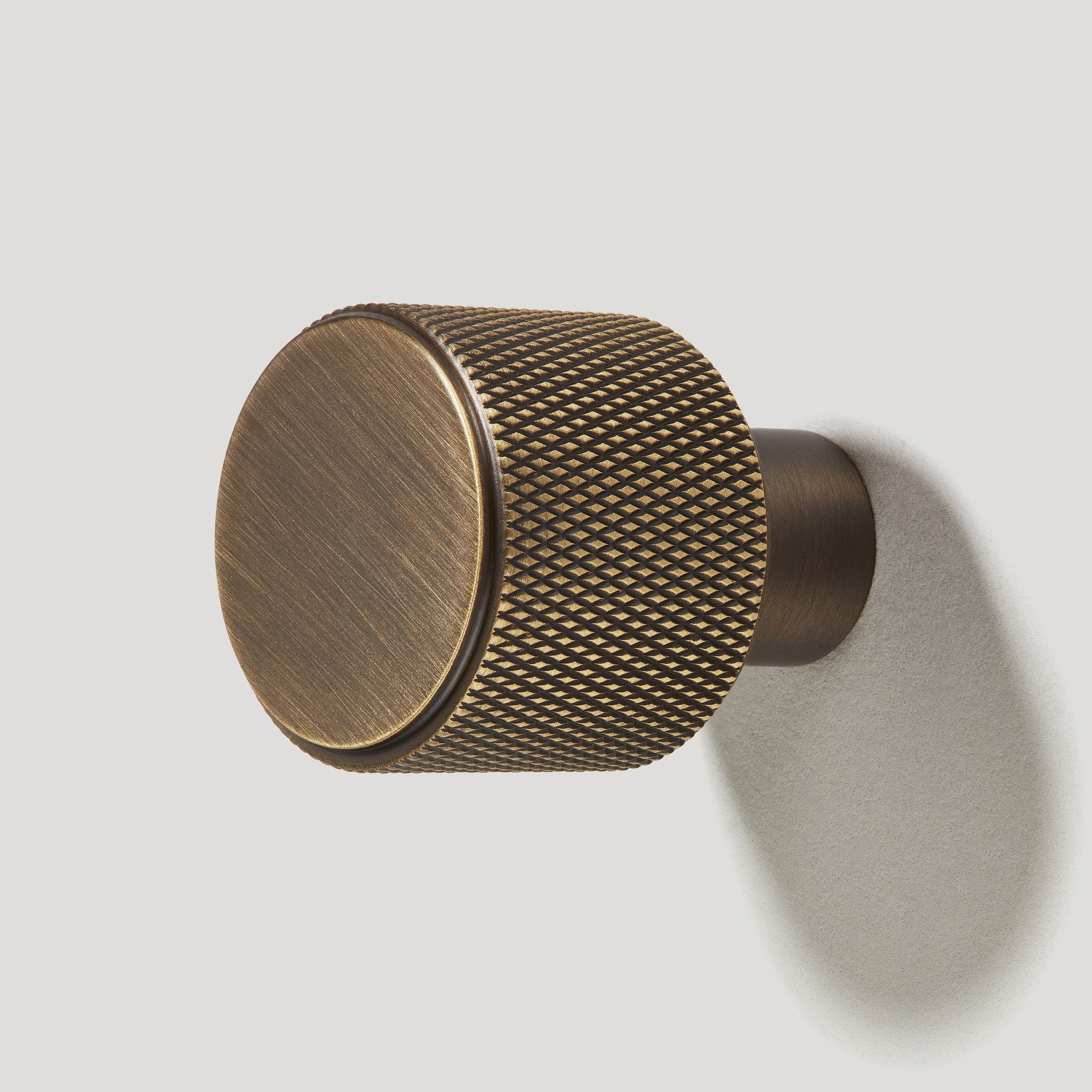 Plank Hardware REVILL Knurled Button Wall Hook - Antique Brass