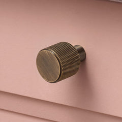 Plank Hardware REVILL Knurled Cabinet Knob - Antique Brass
