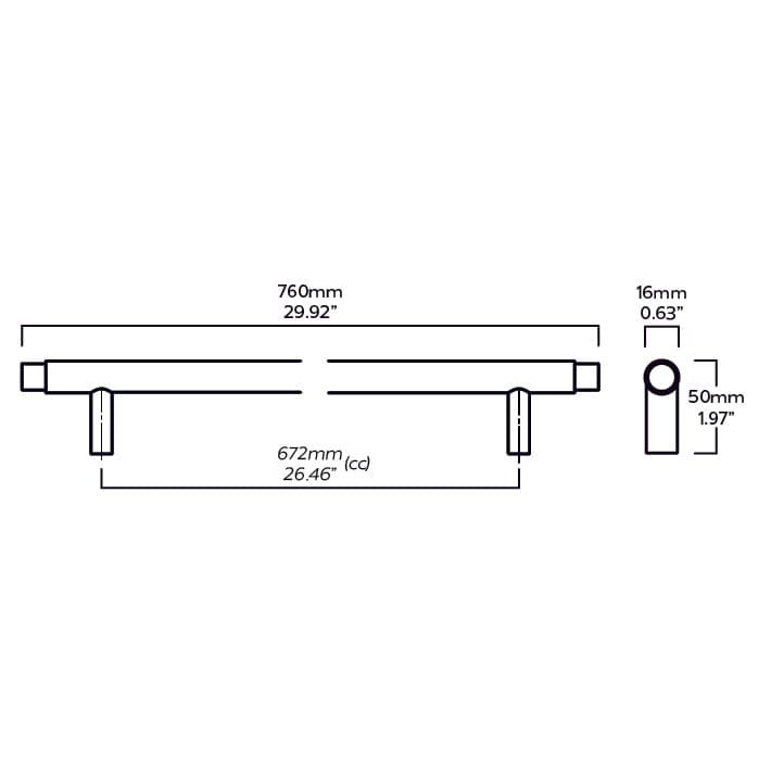 Plank Hardware ROEBUCK Smooth Closet Pull Bar - Stainless Steel