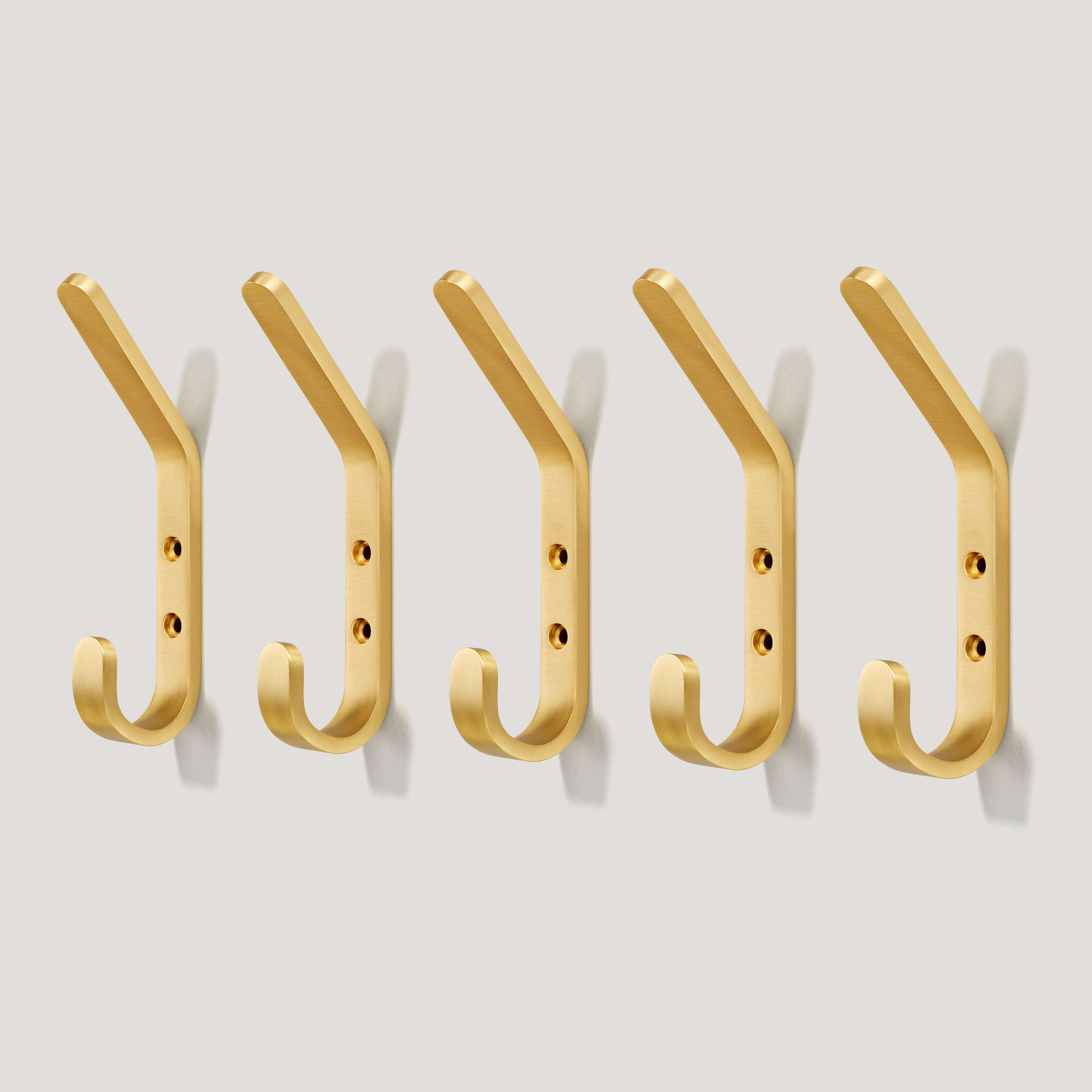 Plank Hardware Set of 5 Hooks HOFFMAN 6" Hook - Brass
