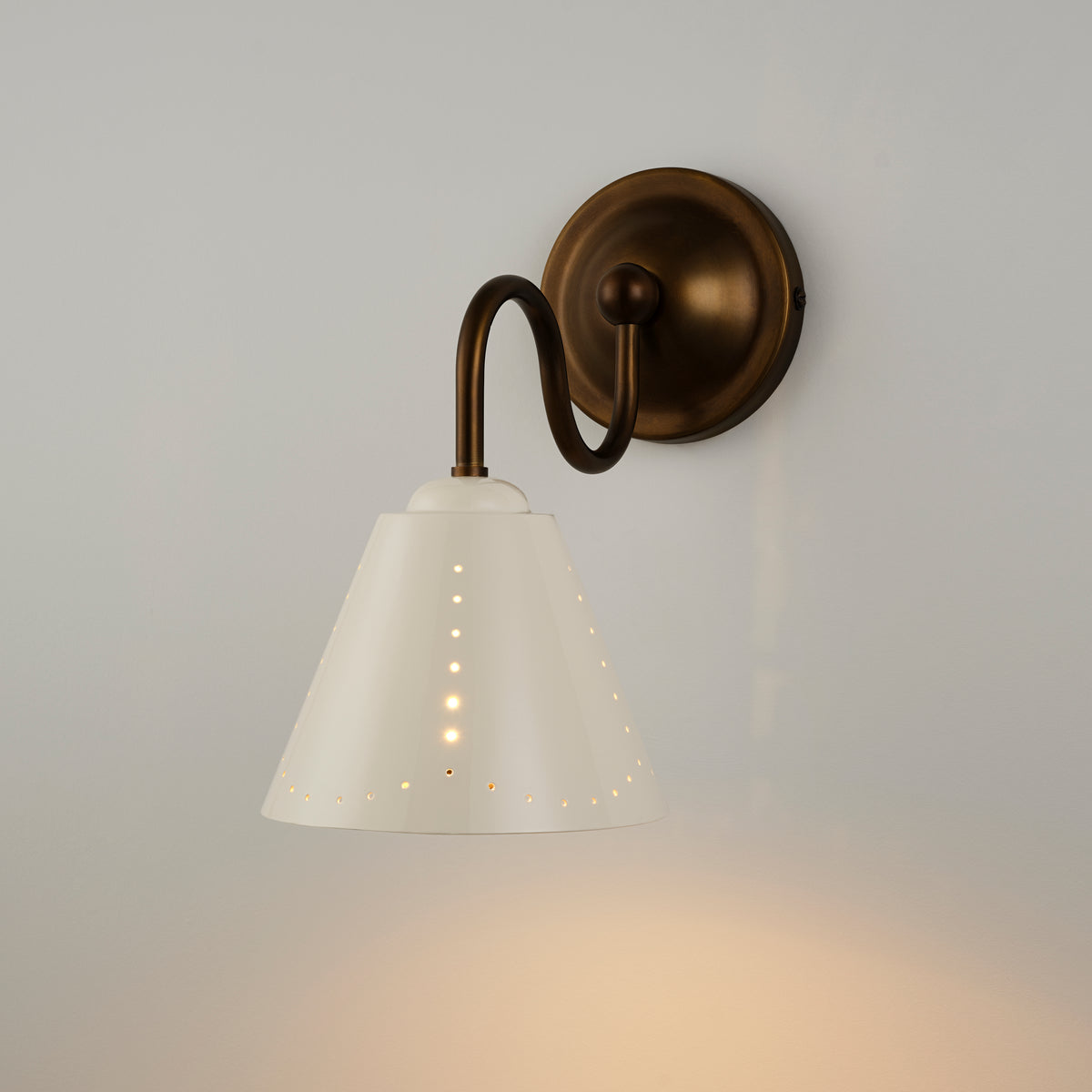 Plank Hardware STELLA Swivel Wall Light - Cream Enamel & Antique Brass