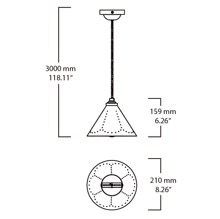 Plank Hardware VESPER Conical Pendant Light - Cream Enamel & Antique Brass