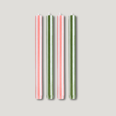 Plank Hardware YOD & CO Stripe Dinner Candle Set - Pink / Green