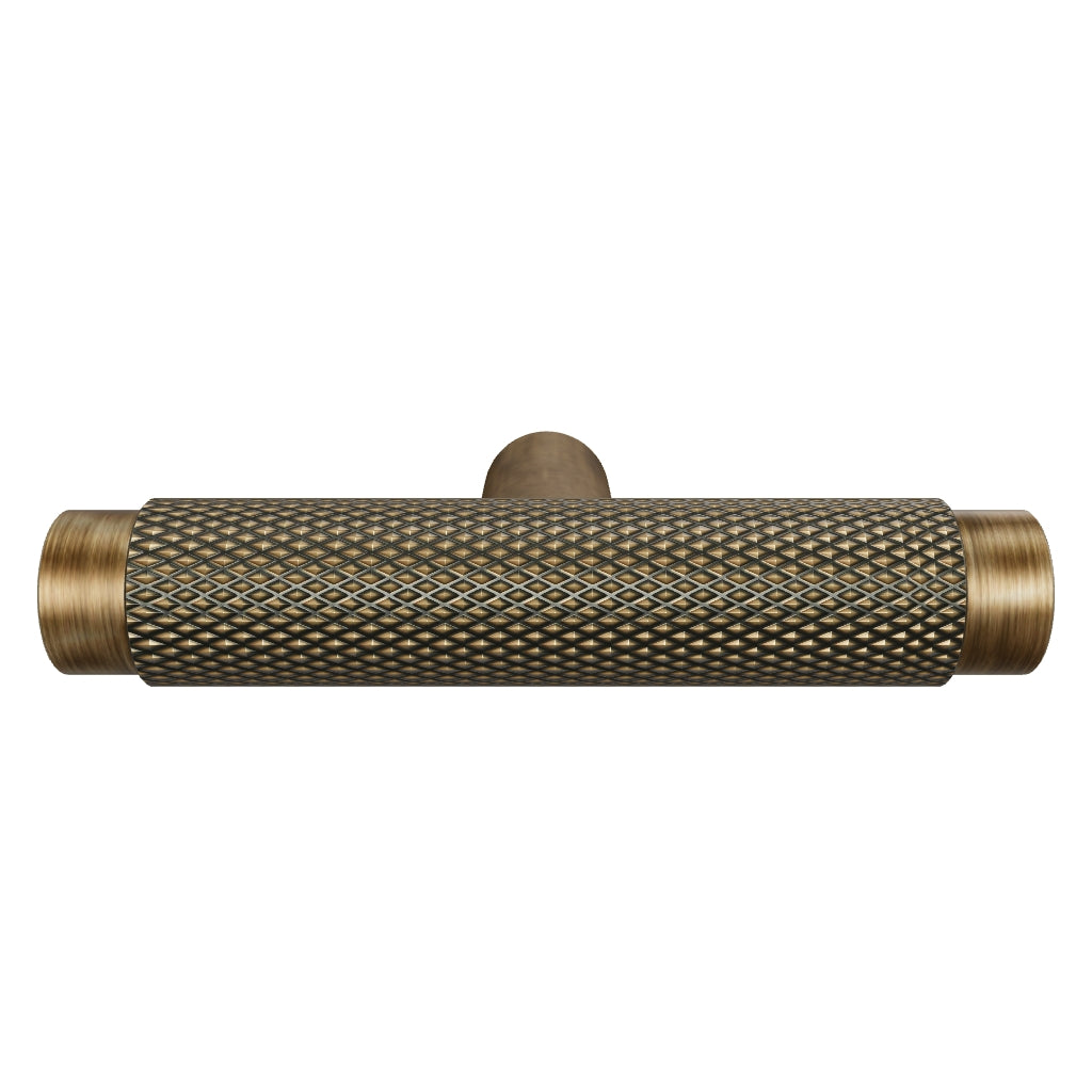 Plank Hardware PlankHardware KeplerKnurledSingleTHandle AntiqueBrass